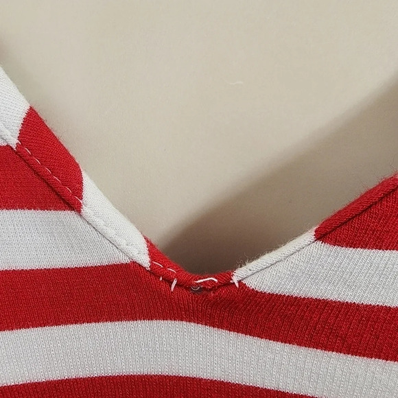 BANANA REPUBLIC Striped Zipped Back Ponte V Neck Dress Red White Size 4 - Picture 8 of 12